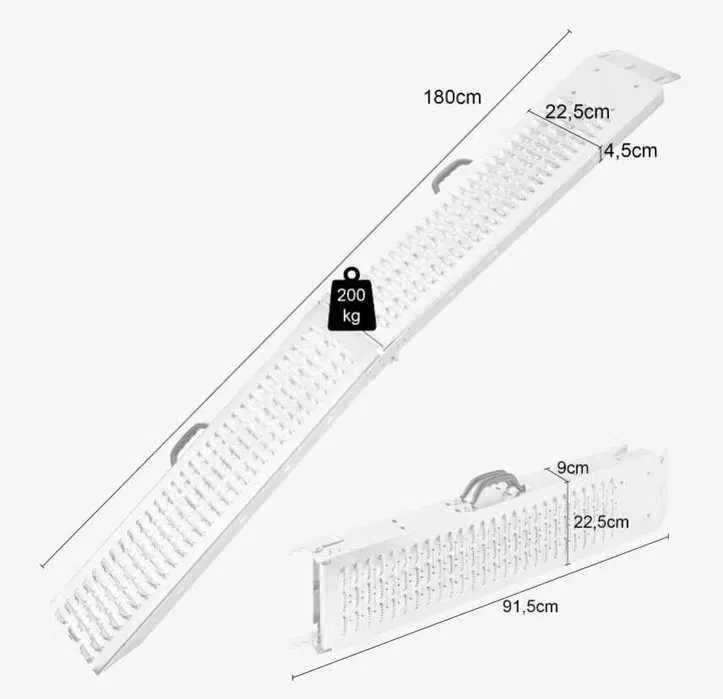 NOWE Składane najazdy, ZESTAW 2 szt 180 cm 400 kg, rampy najazdowe