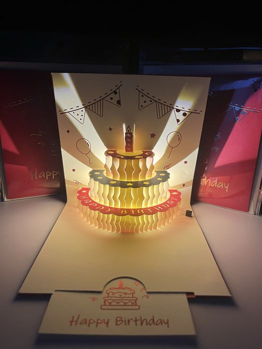 Kartka urodzinowa 3D pop-up – tort, Happy Birthday