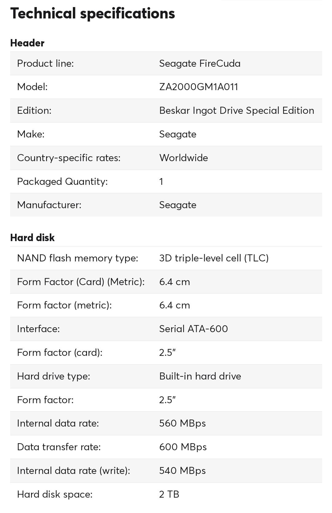 SSD накопитель Seagate FireCuda 120 - Beskar Ingot Drive 2TB и 1TB.