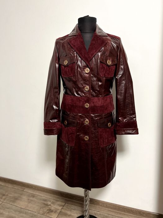 Шкіряне жіноче пальто плащ розмір XL