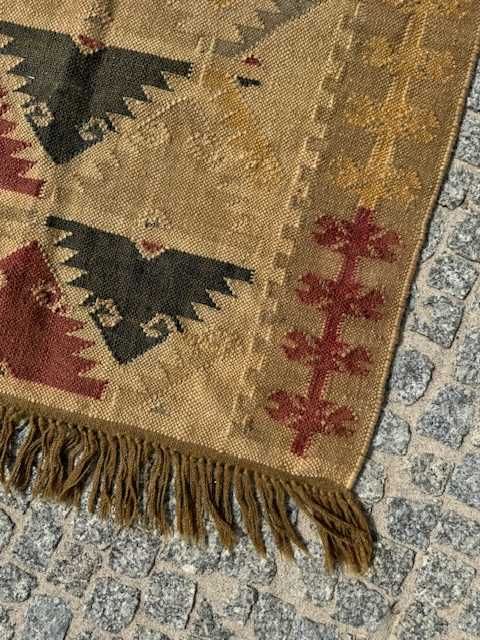 Idealny r. tkany wełniany kilim dywan Art Deco 195x92 cm galeria 5 tyś