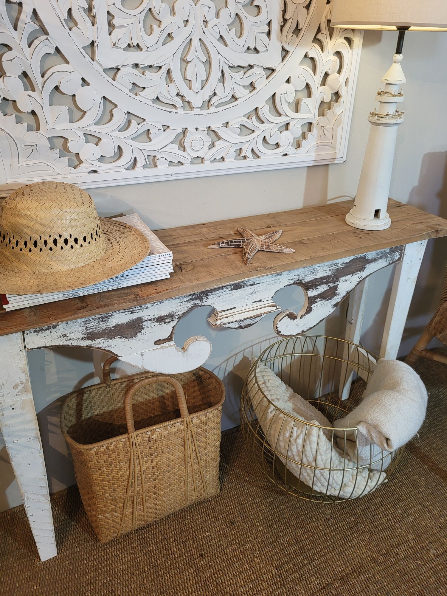 aparador, mesa, consola, decoracao, rustico