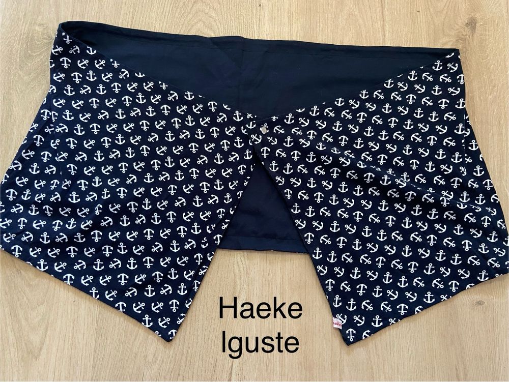 Heake lguste granatowa  białe kotwice chusta szal ponczo poncho wzorek