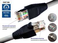 Патч-корд CAT.6A S/FTP 4P AWG23/0.56 PVС, 1м, сірого кольору