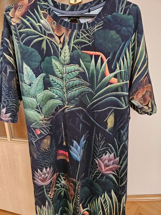 Sukienka tunika swobodna wzór dżungla