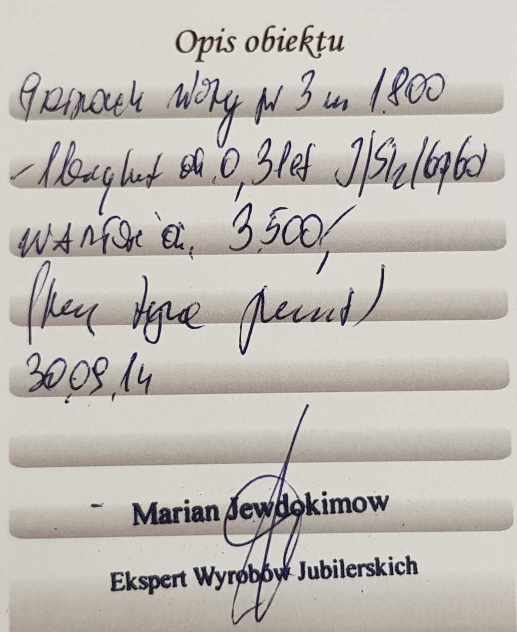 Złoty pierścionek próby 3 zdobiony brylantem 0,31 ct