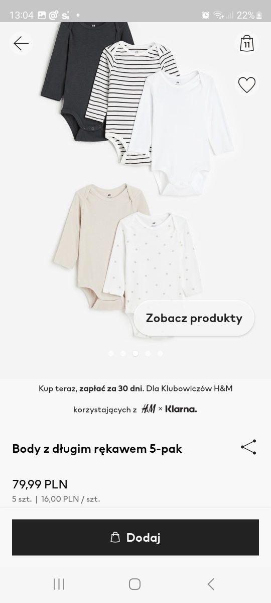 Body długi rękaw h&m 2pack rozmiar 98