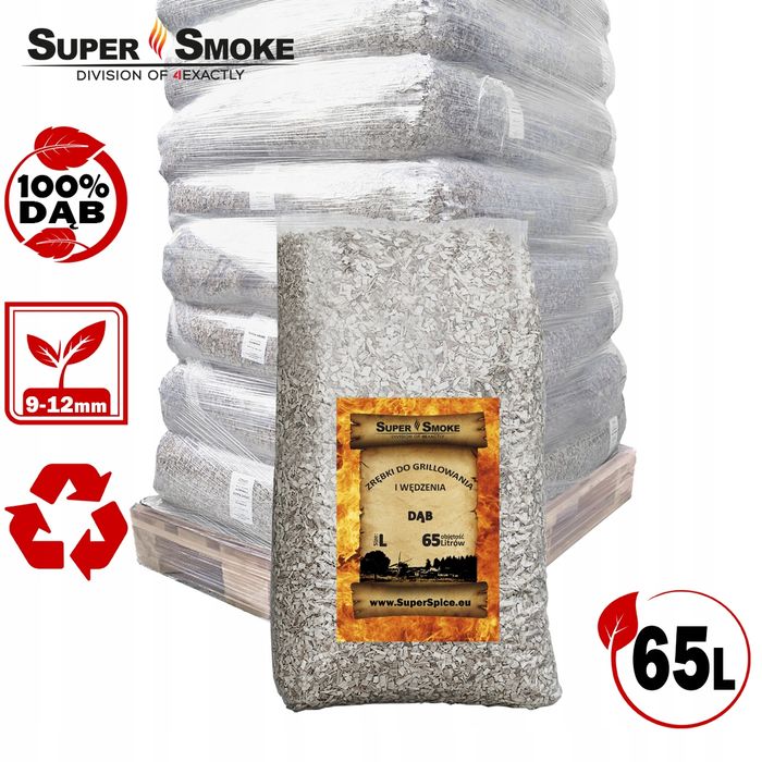 Zrębki Wędzarnicze Super Smoke DĄB KL-10 (9-12mm) Large 65 Litrów