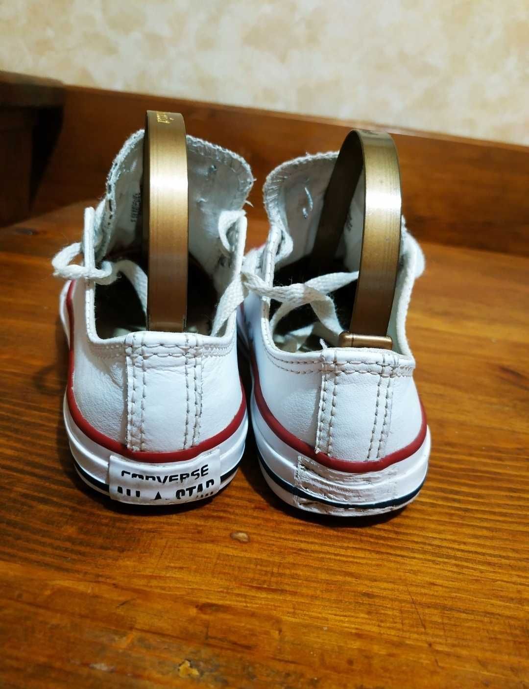 Детские белые кожаные кеды Converse All star, конверсы, 30 р., 18.5 см