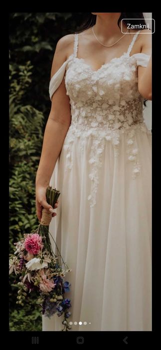 Suknia ślubna, rozmiar M/L, gorsetowa, muślinowa