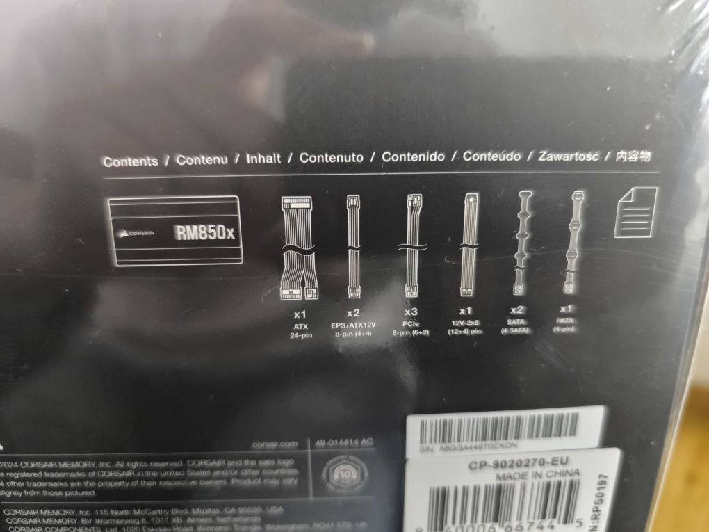 Fonte de Alimentação Corsair RM850x (850W) - NOVA, Selada