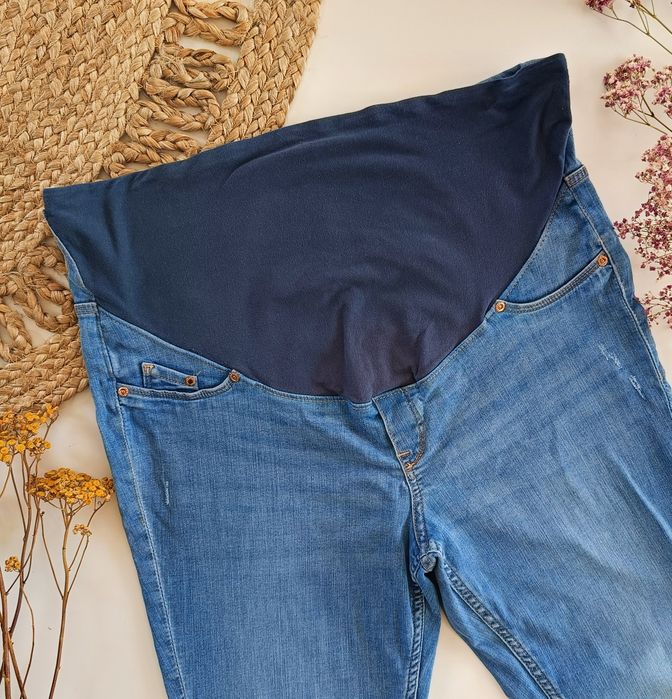 Spodnie ciążowe H&M Mama 42 XL bawełniane super skinny jeansy jeansowe