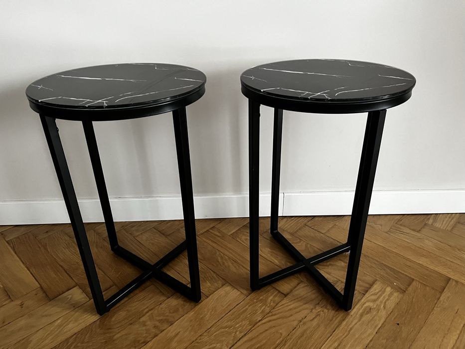 Stolik nocny czarny marmurowy