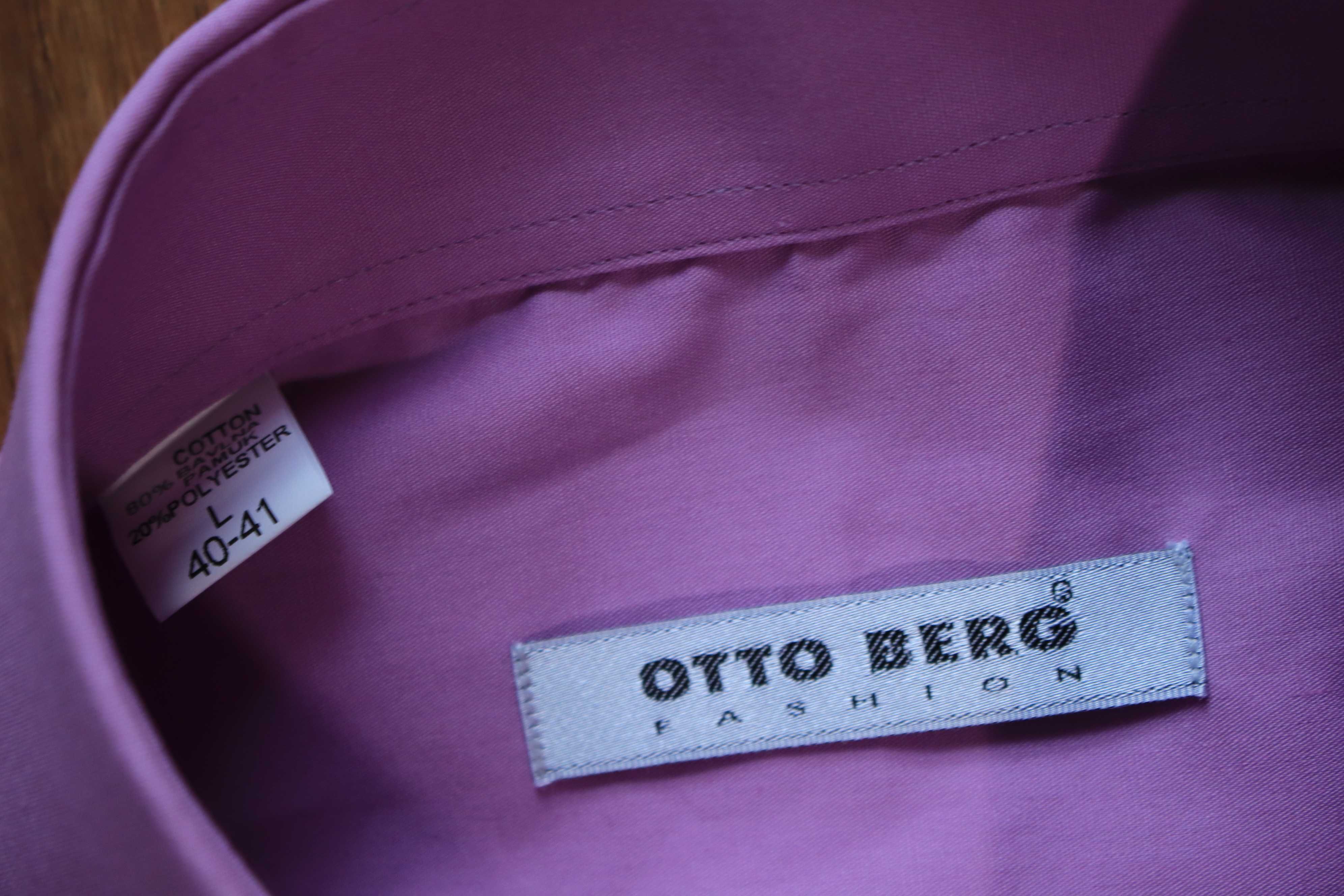 Koszula Otto Berg r. L 40/41 męska bawełniana kr rękaw różowa