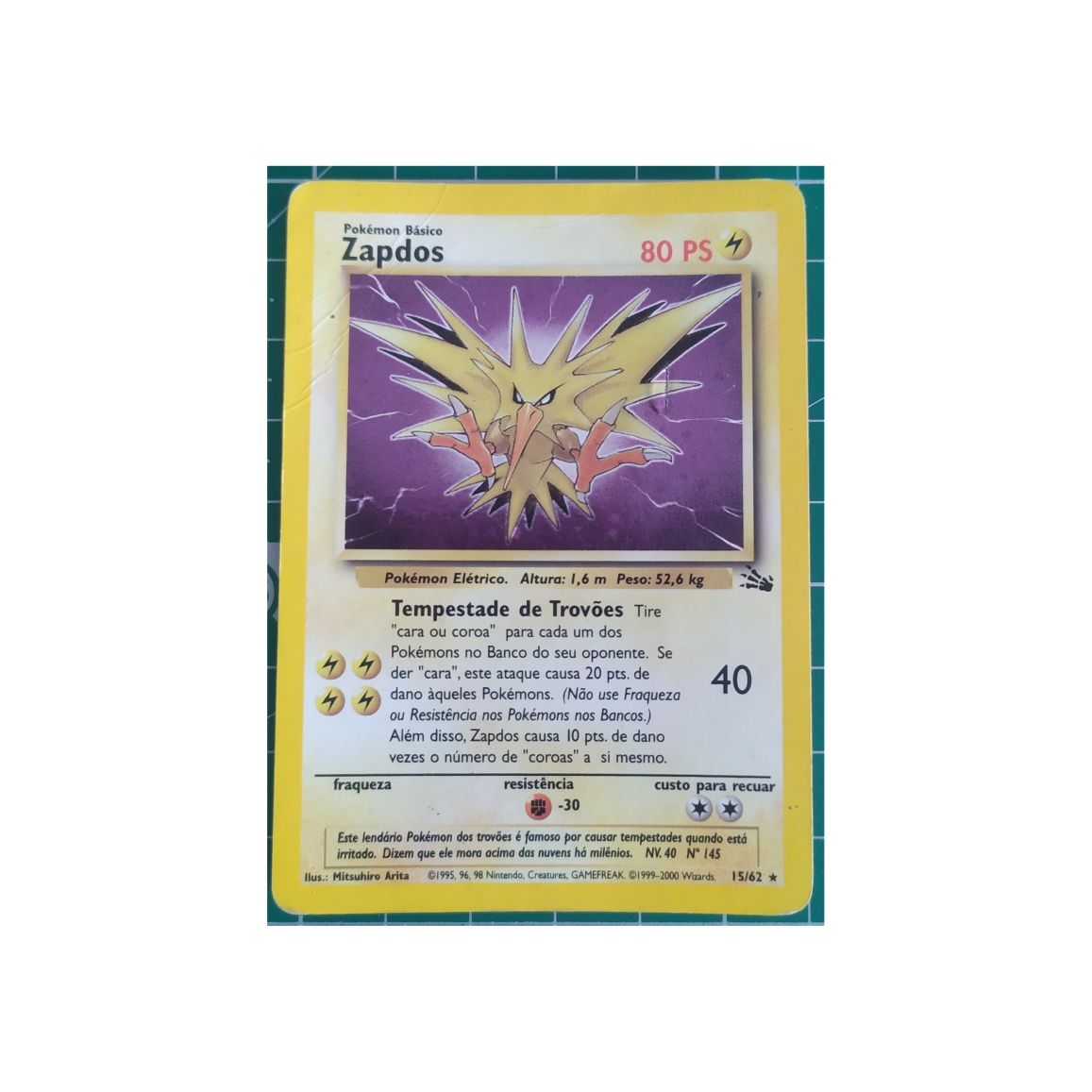 Zapdos Pokémon Base Set Fóssil Edition N° 15/62