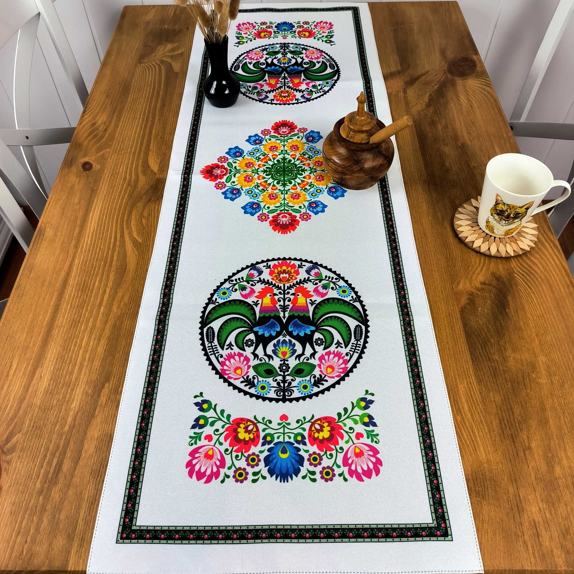 Folkowy Bieżnik na Stół 120x40 cm – Polski Produkt, Laserowy Nadruk