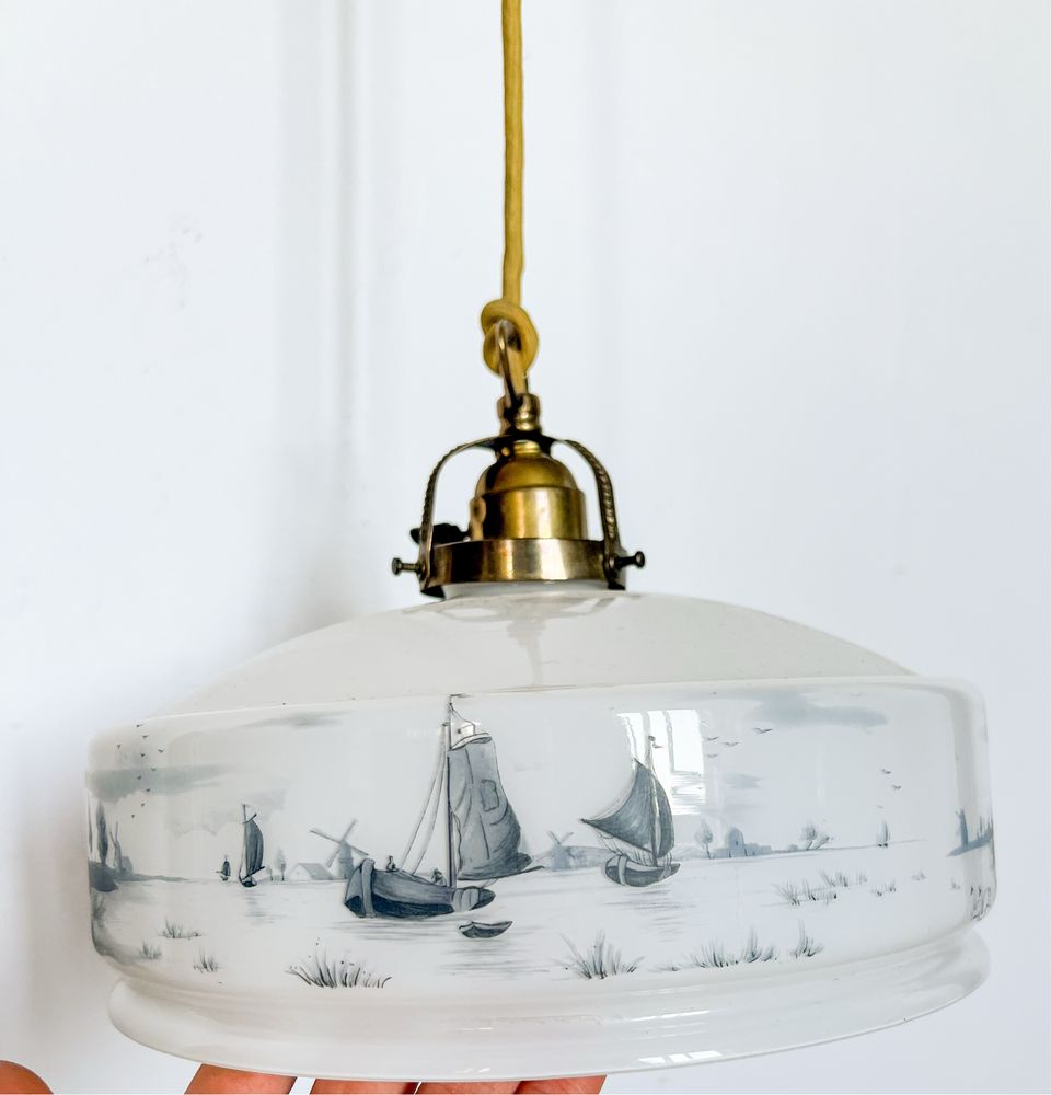 Lampa wisząca ceramiczna z przeciwwagą Holenderska Vintage 1960
