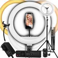 NOWA LAMPA Pierścieniowa LED RING 30cm SELFIE TikTok + STATYW 220cm