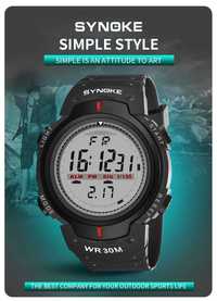 Czarny zegarek elektroniczny cyfrowy LED Synoke sportowy stoper LED