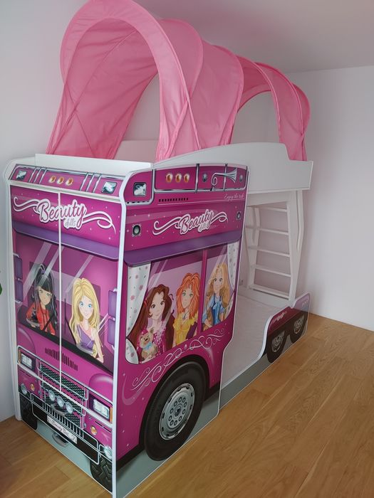 Łóżko piętrowe Barbie z szafą (ciężarówka truck)