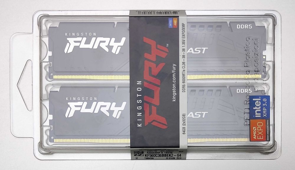 Комплект ОЗП Kingstone Fury DDR5  64Gb 2X32 6000Mhz Beast AM5 Black