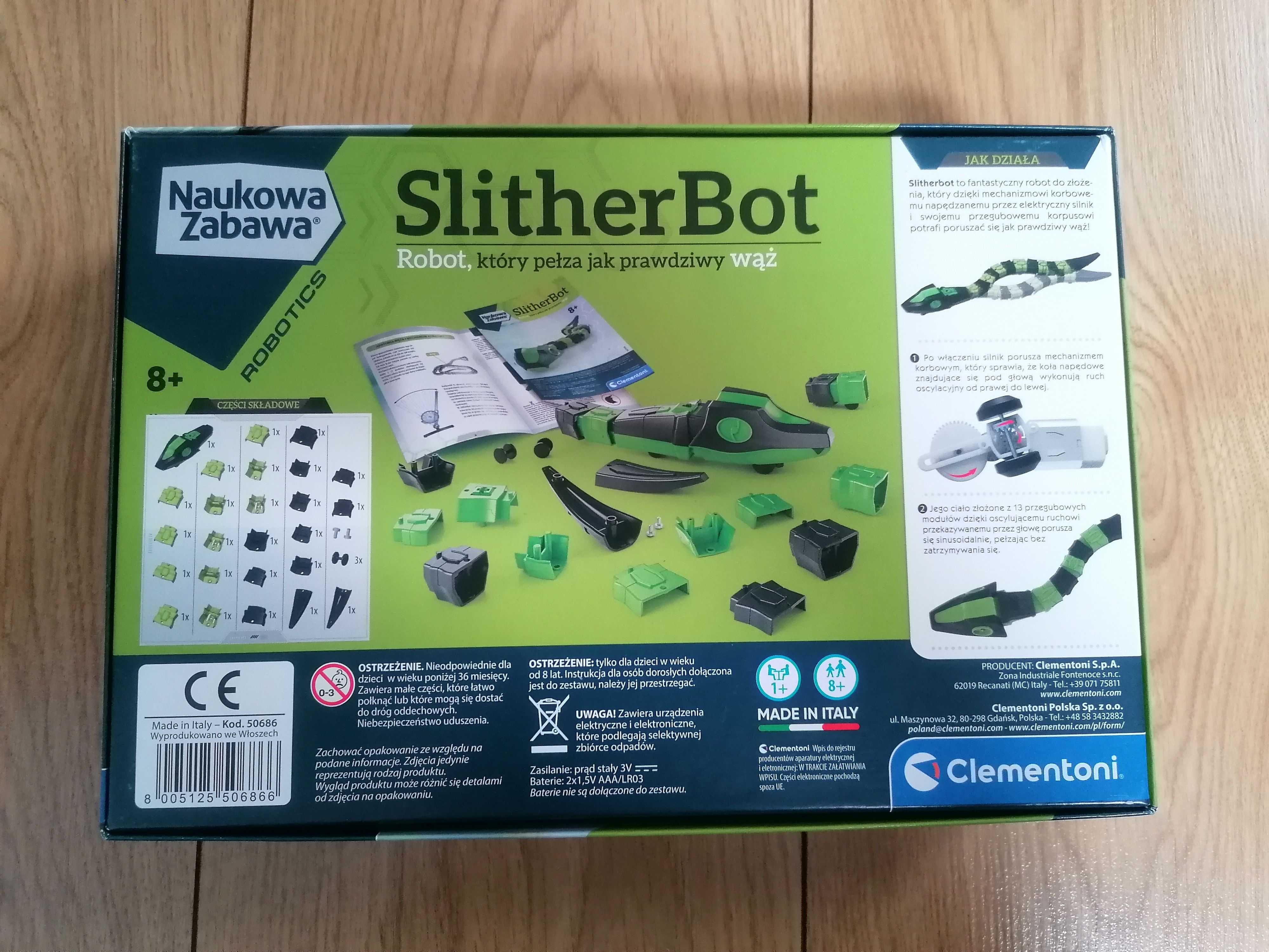Clementoni, Naukowa zabawa, Slitherbot, robot, zestaw konstrukcyjny