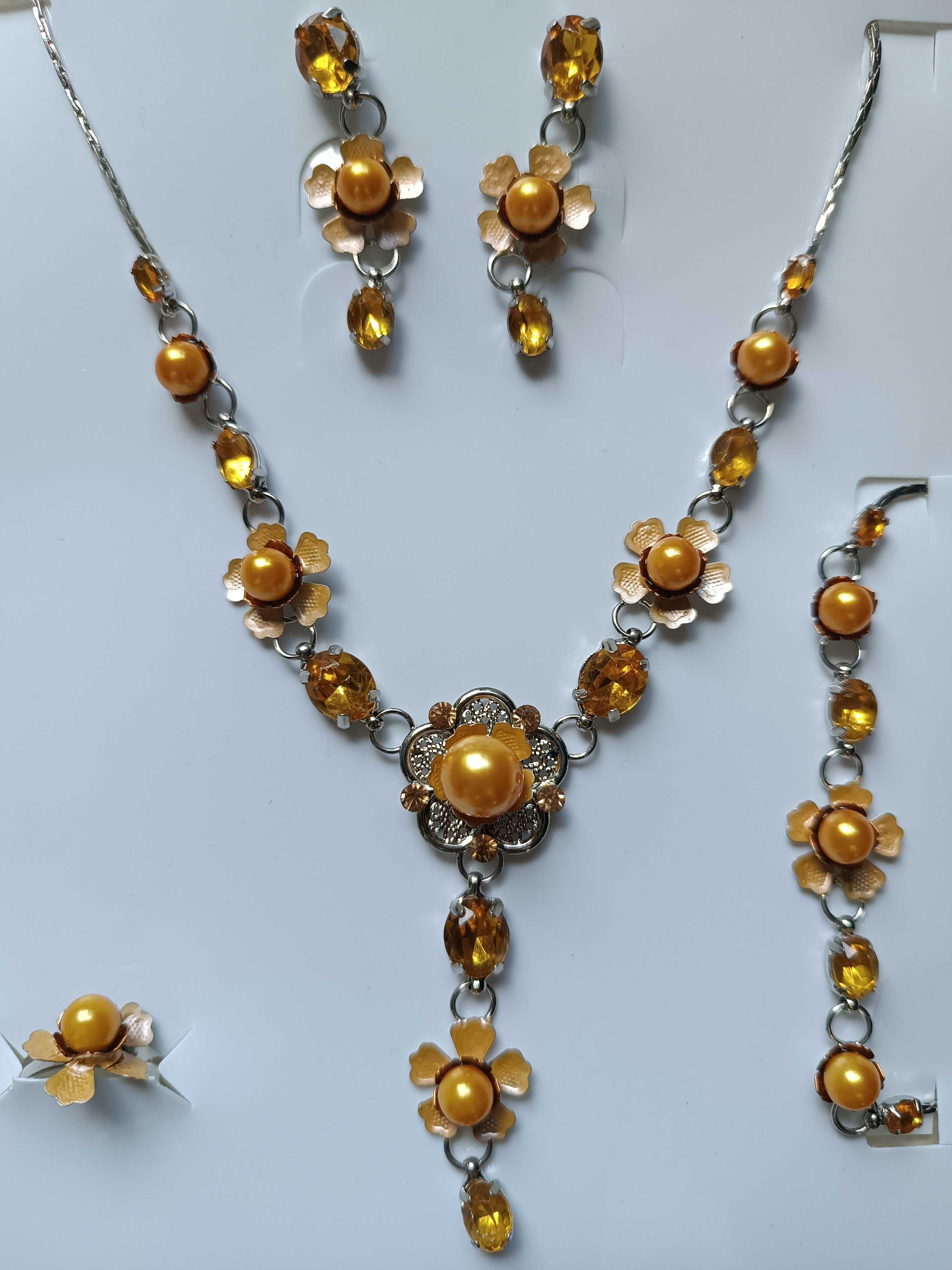 Komplet zestaw biżuteria kolczyki naszyjnik bransoletka