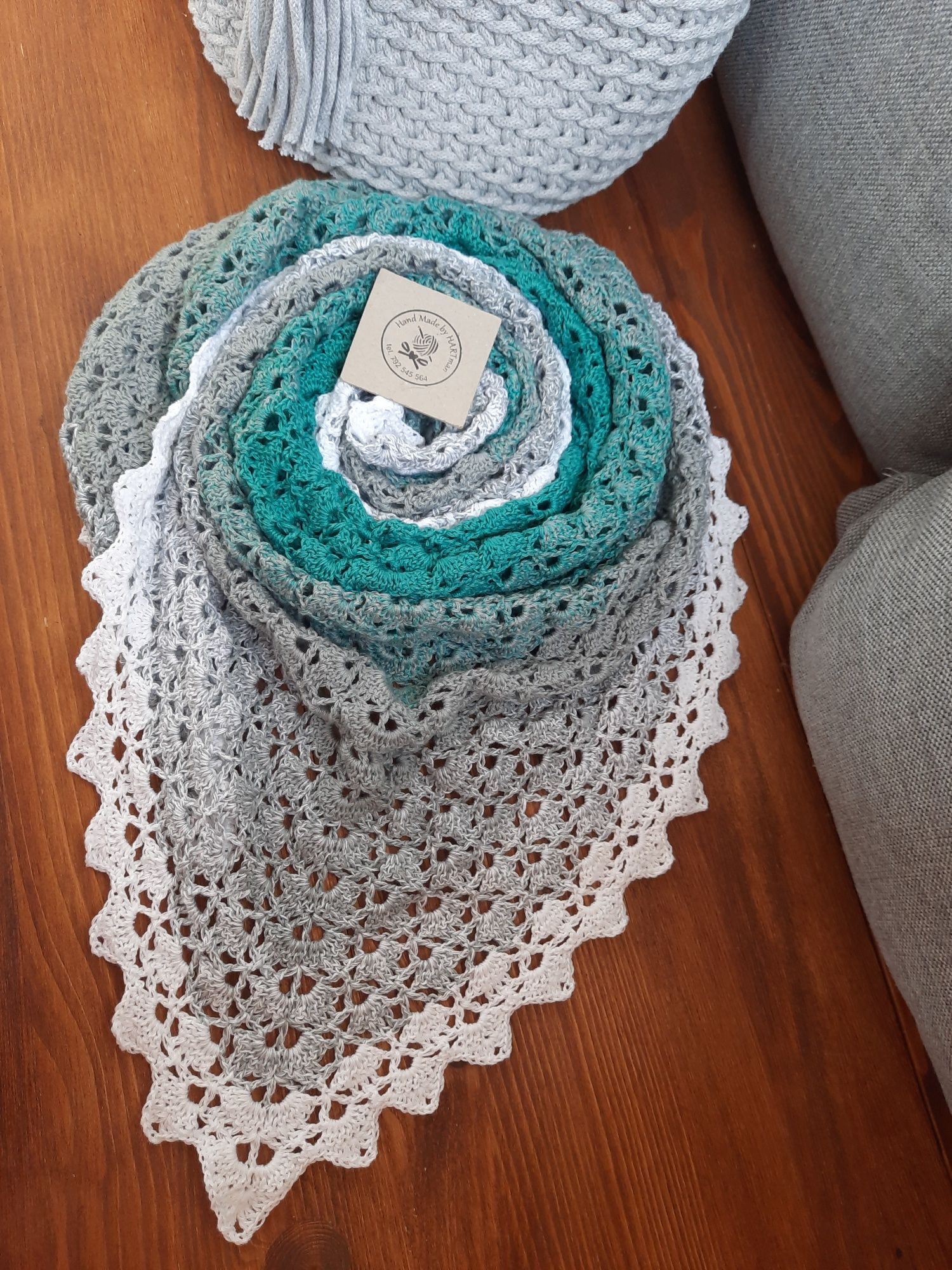 Chusta ombre bawełna-akryl rękodzieło handmade