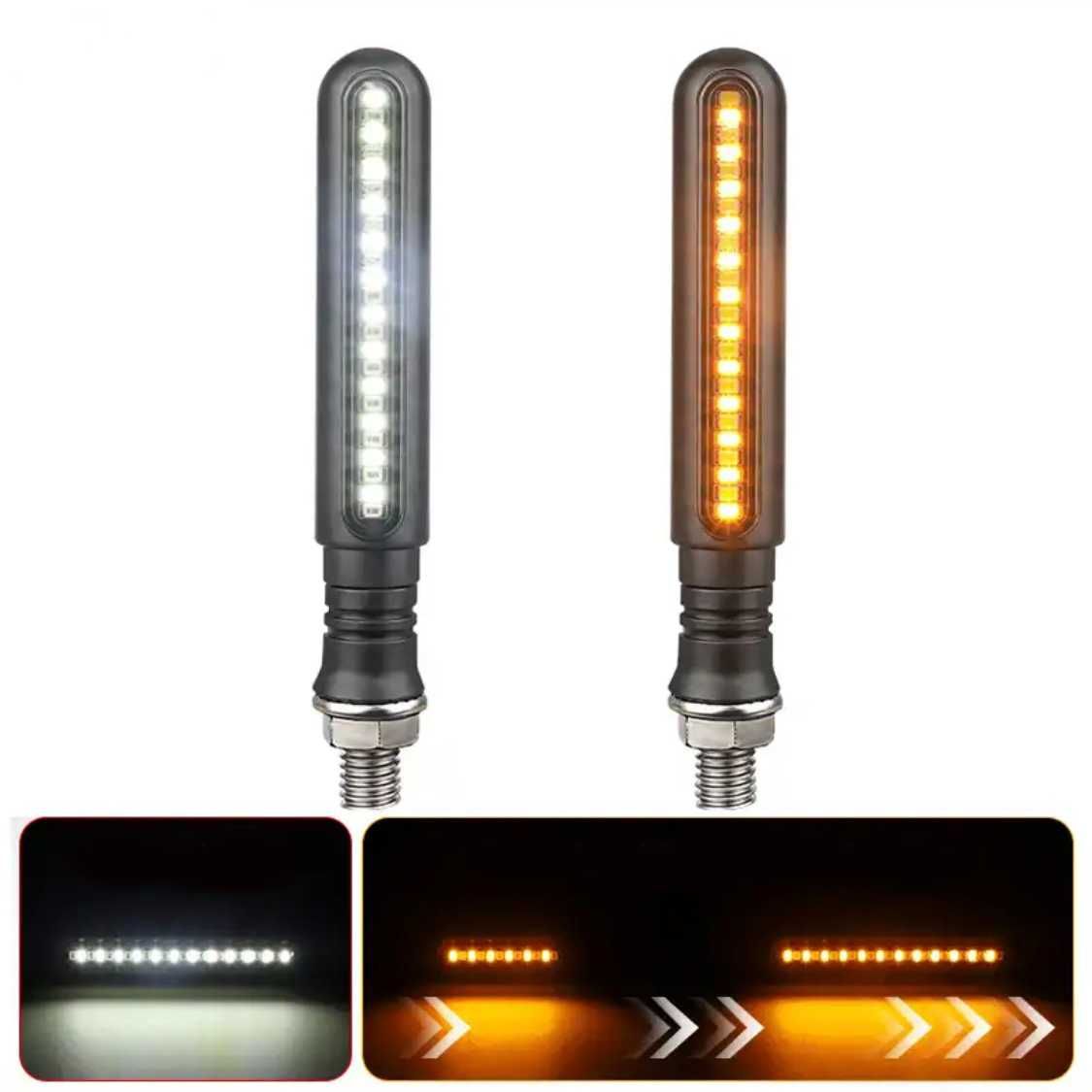 Conjunto piscas dinâmicos LED longos luz presença branca vermelha