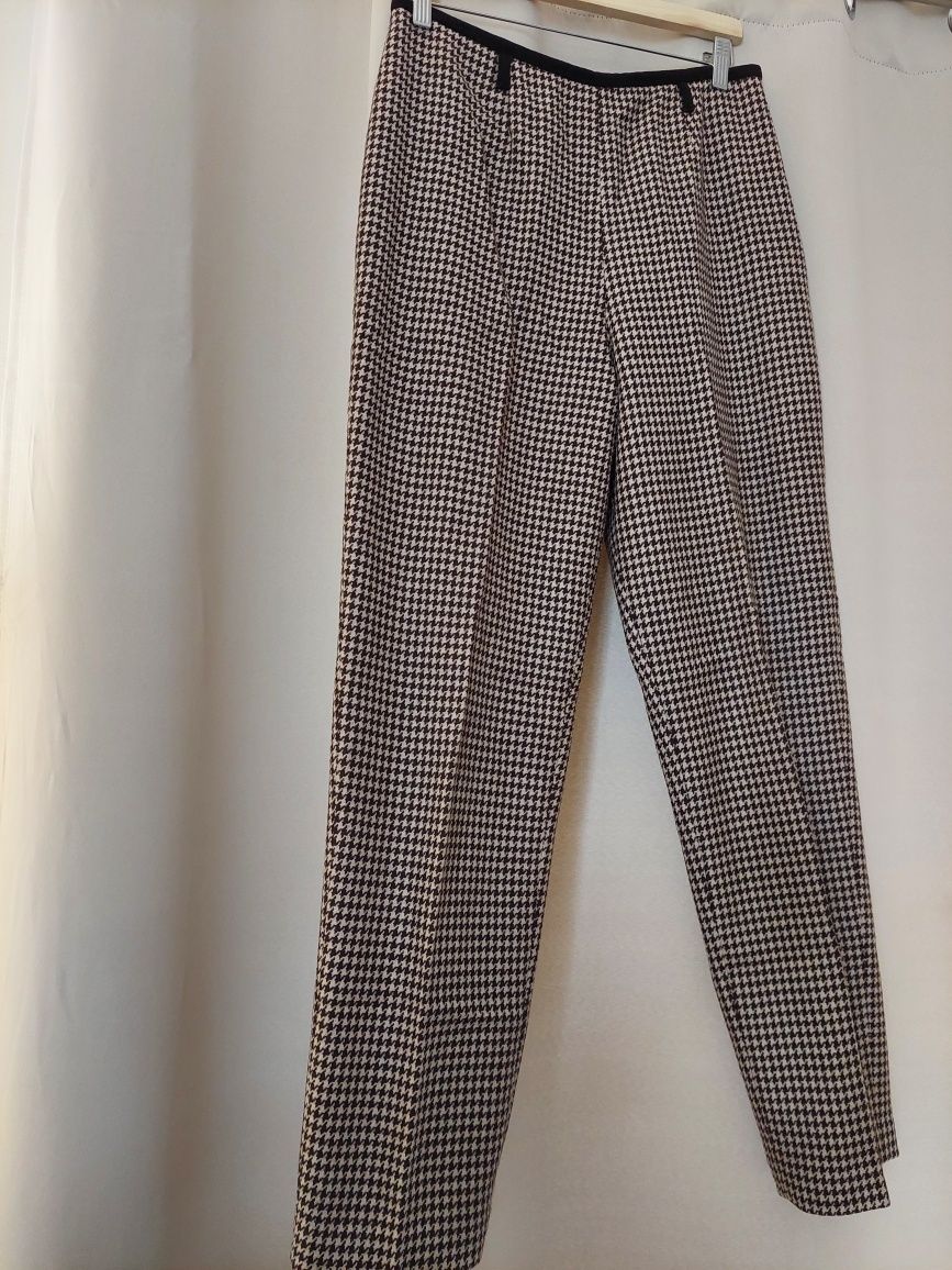 Spodnie wełniane wool pants pepitka beżowe brązowe willi Smith toruser