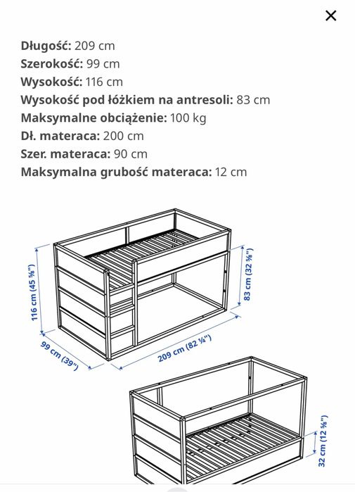 Lozko ikea kura 2w1