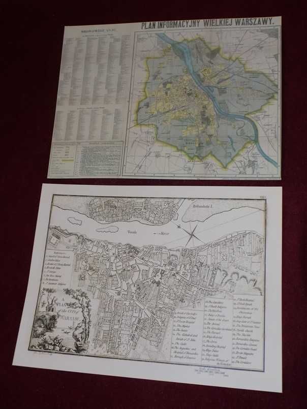 Stara Warszawa  reprint XIX w. map do aranżacji wnętrza