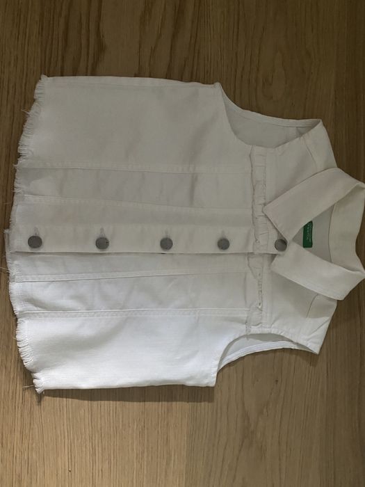 Kamizelka dzwiewczęca biały jeans Benetton