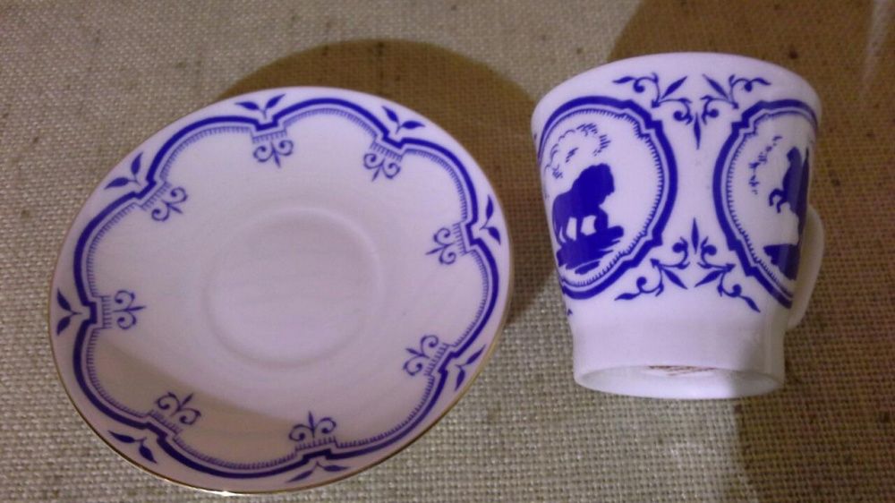 Filiżanka ŁOMONOSOW do Mokka, Kolekcjonerska porcelana Kobaltowa GAT 1