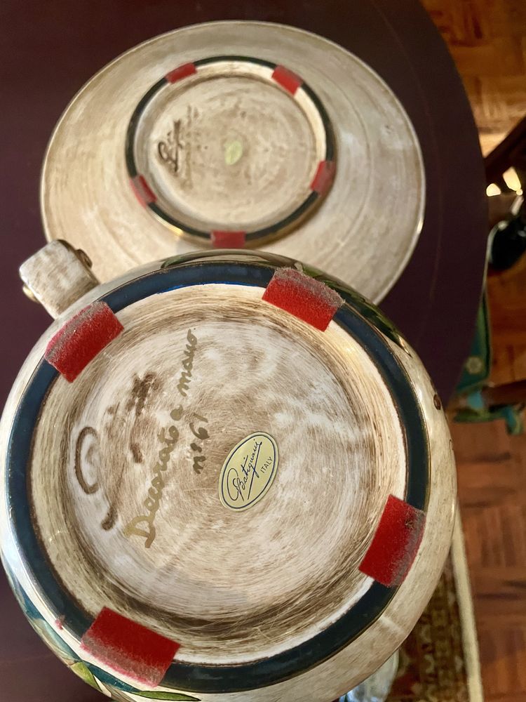 Jarro e bacia de porcelana italiana em estado impecavel
