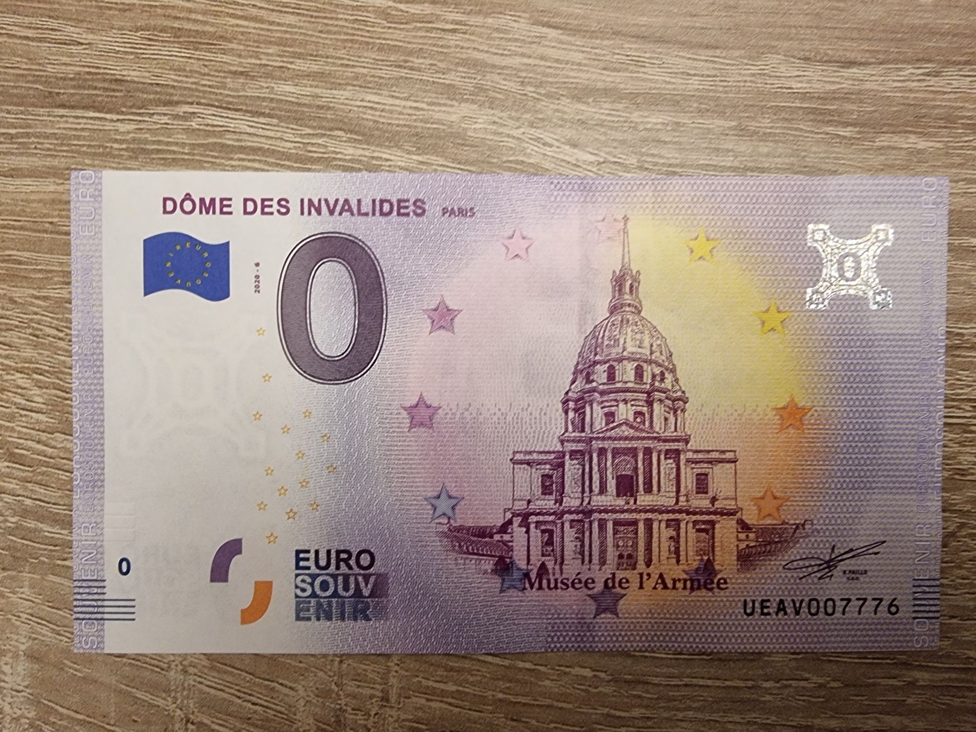 Banknot 0 Euro Kompleks Inwalidów Paryż / Dome des Invalides