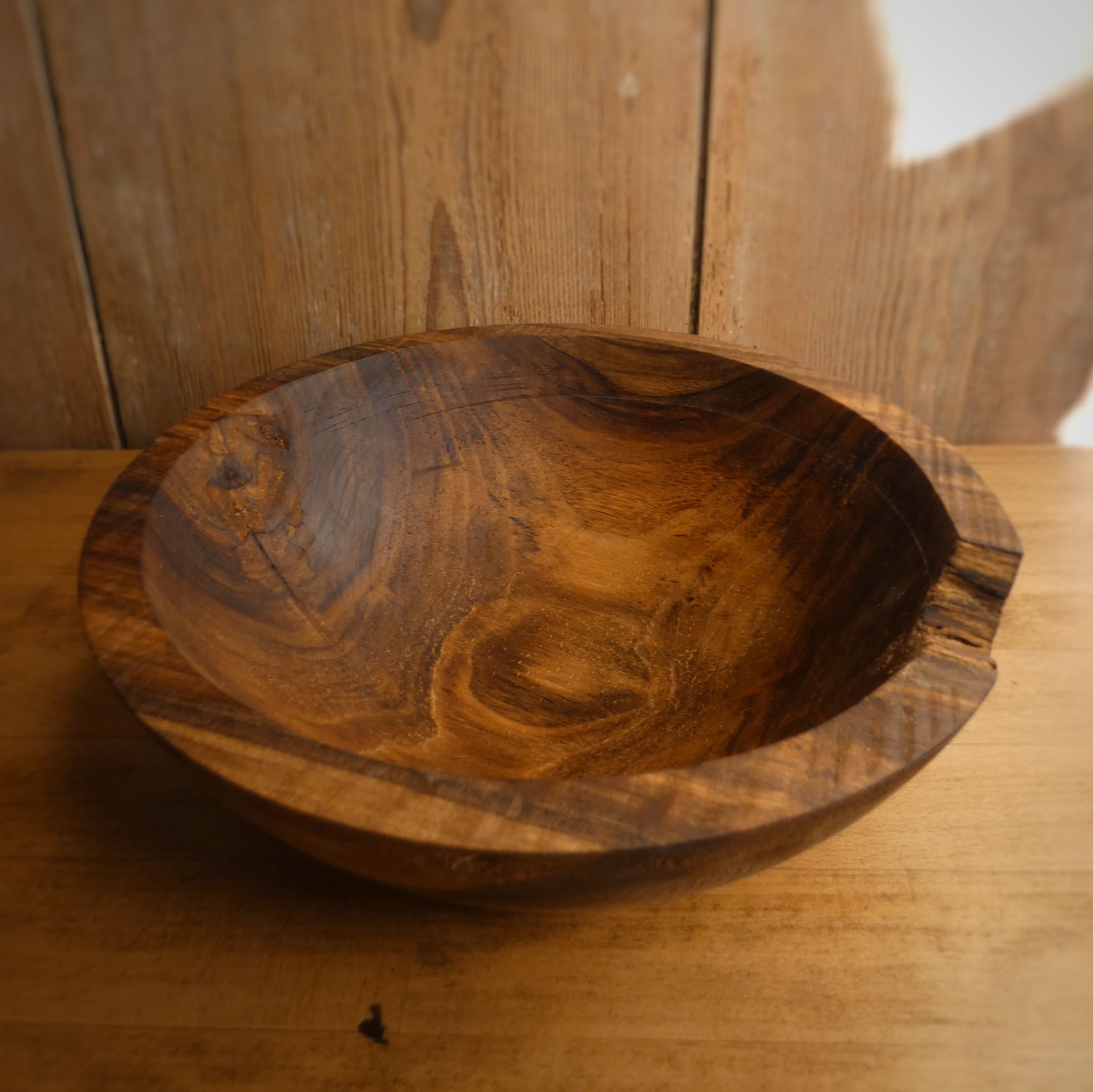 Miska misa drewniana orzech handmade wooden bowl boho rękodzieło etno