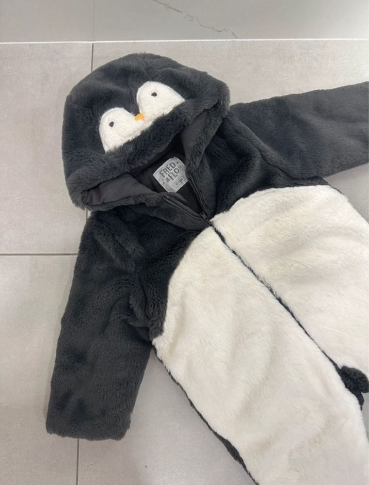 Kombinezon pajacyk na zimę dla dziecka pingwinek onesie 80-86cm