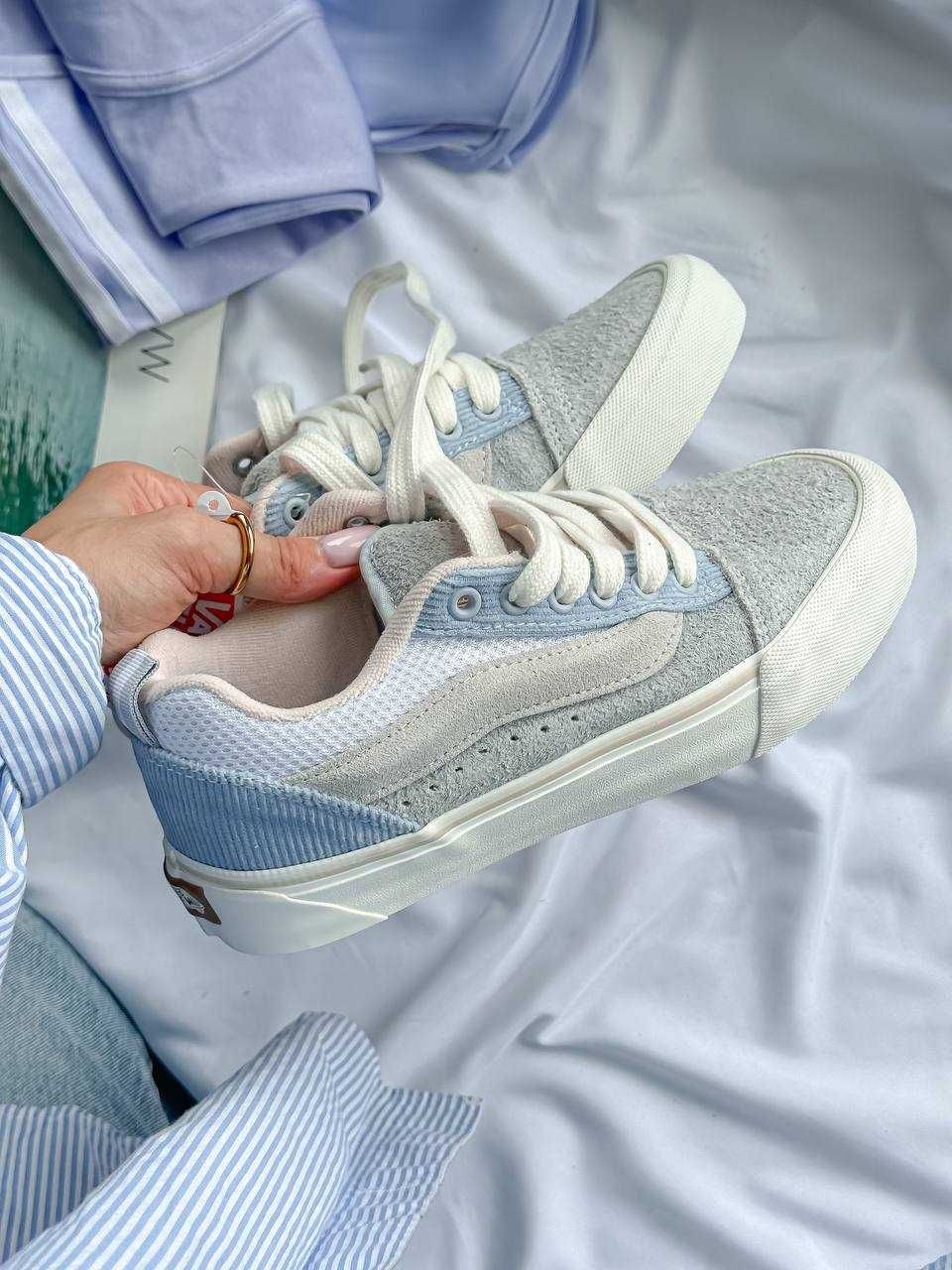 36р Кеди Vans KNU School Light Blue Premium ванс венс блакитні білі