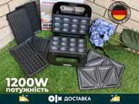 Вафельниця німецька 4в1 Domotec SI-234B | Горішниця, гриль, тостер