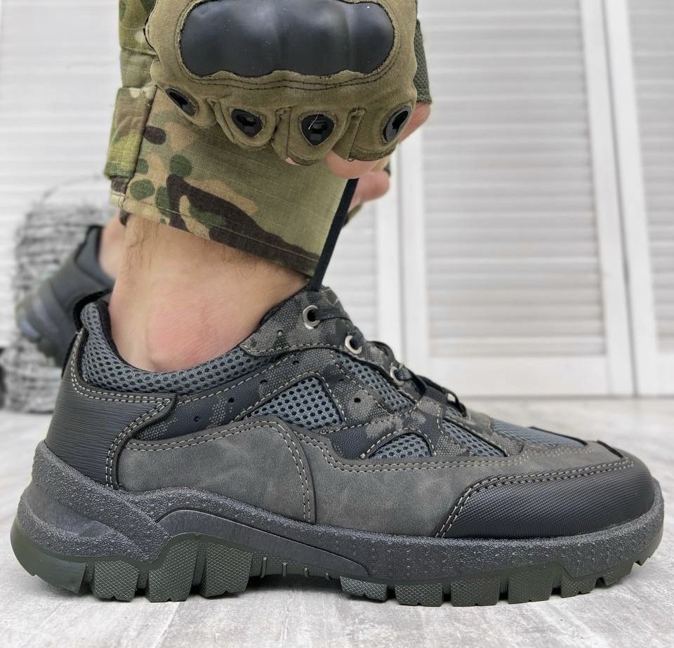 ‼️Sale‼️ Тактичні шкіряні кросівки Tactic Gray Військовий варіант