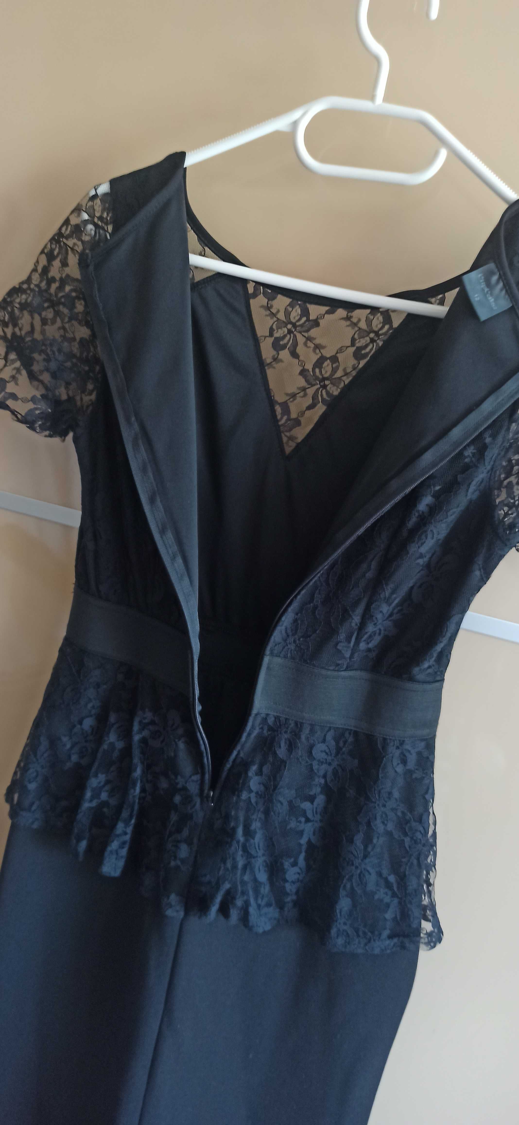 Czarna sukienka z koronką r. 38/M