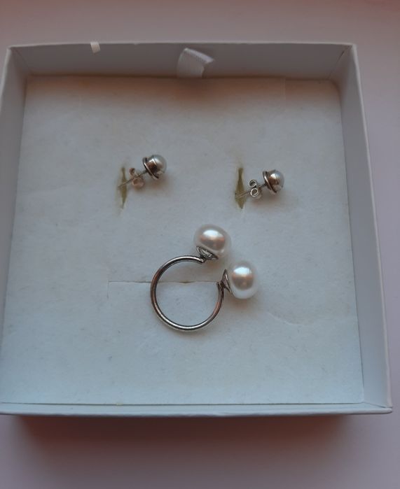 Набор серебряный с жемчугом