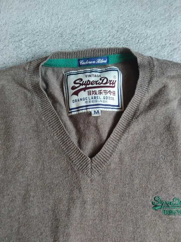 Cienki sweter bluzka na długi rękaw z kaszmirem superdry