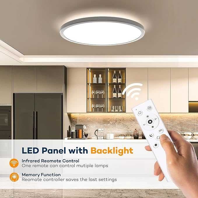 Plafon lampa LED 30cm 24W 3 tryby barwy regulacja jasności pilot, nowy