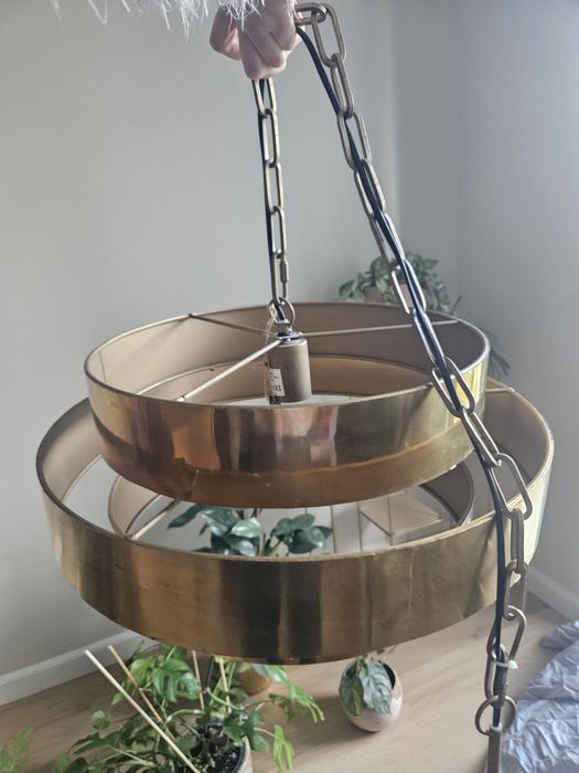 Zyrandol lampa sufitowa złota metalowa postarzana