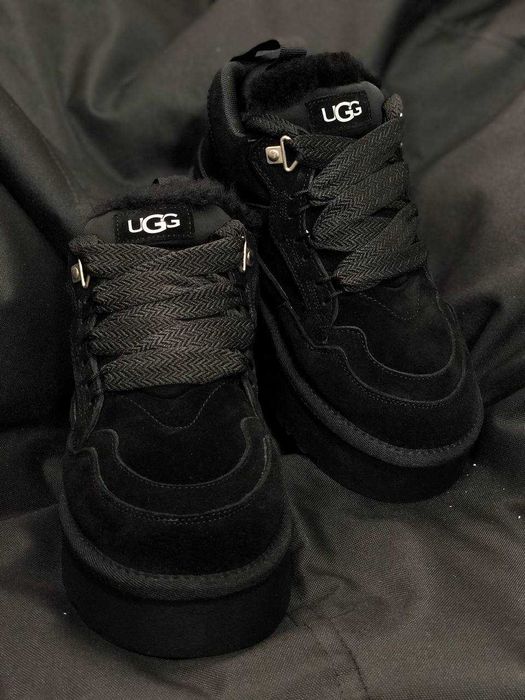 Женские зимние кроссовки на меху черные высокие кросовки UGG lowmel