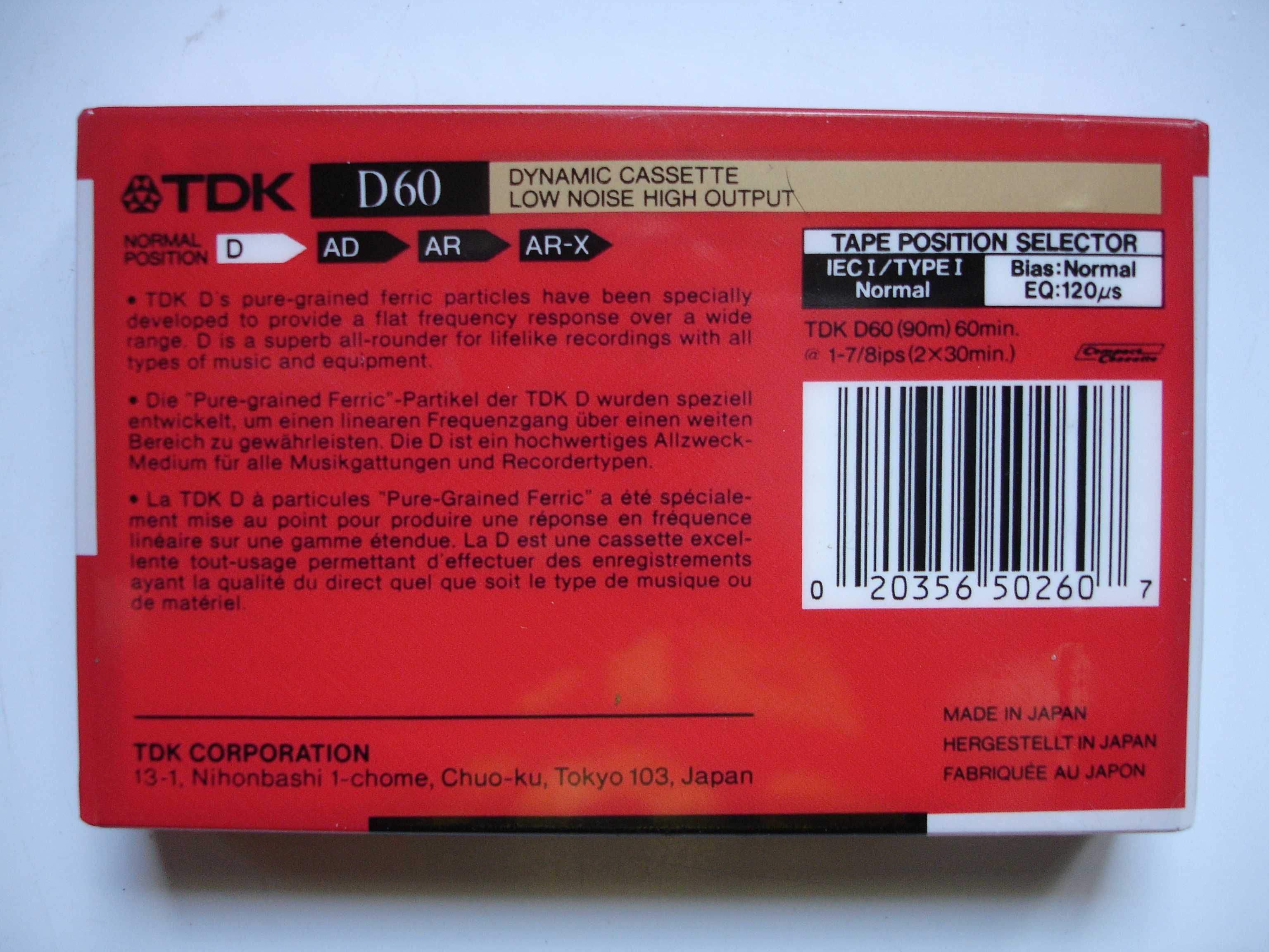 Kaseta magnetofonowa TDK D60 (nowa)