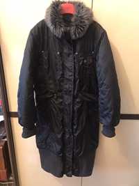 Демисезонная удлиненная куртка чёрного цвета Sisley