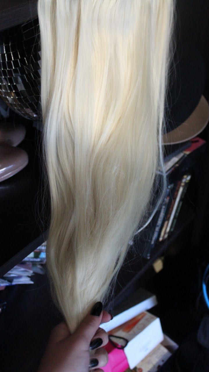 Прямые термо волосы на заколках блонд, новые, очень длинные!